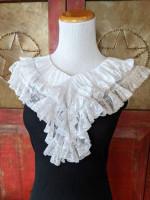 Vintage Oversized White Lace Ruffled Collar 30's 40's