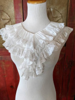 Vintage Oversized White Lace Ruffled Collar 30's 40's