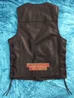 NEW HARLEY DAVIDSON BLACK LEATHER/LACE SPORT CUT CAFE VEST—ANNIV EDITN