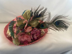 Whimsical Women's Felt Hat With Feathers and Flowers