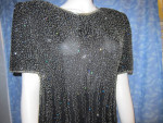 NWT vintage Lawrence Kazar Black Beaded Sequin Silk Dress size Large