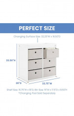 Delta Children Hayes Changing Table with Fabric Bins, Bianca White/Flax Bins