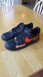 Customized Size 13 Nike Air Force 1 Triple Black '07 Shoes 315122-001