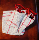 JAPANESE KIMONO MADE IN JAPAN BLUE RED FLOWERS MEI SAI EN FAN BAG OBIS