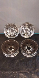 VW Ghia / bug - Wheel Set no tires -- Chrome Steel 4 wheels