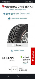 2 BRAND NEW (50 miles) General Grabber X3 red letter